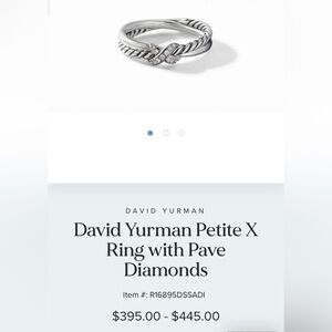 David Yurman Sterling Silver X Ring with Diamonds